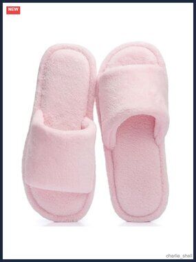 Women's Open Toe Slip On House Slippers Memory Foam Non-Slip Slides